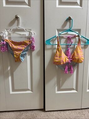 Victoria's Secret Yellow and Pink Zebra Print Bikini